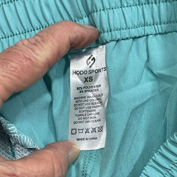 HODO SPORTS Women's Running Workout Shorts Size XS Green‎ Teal Drawstring NWT - Picture 7 of 12